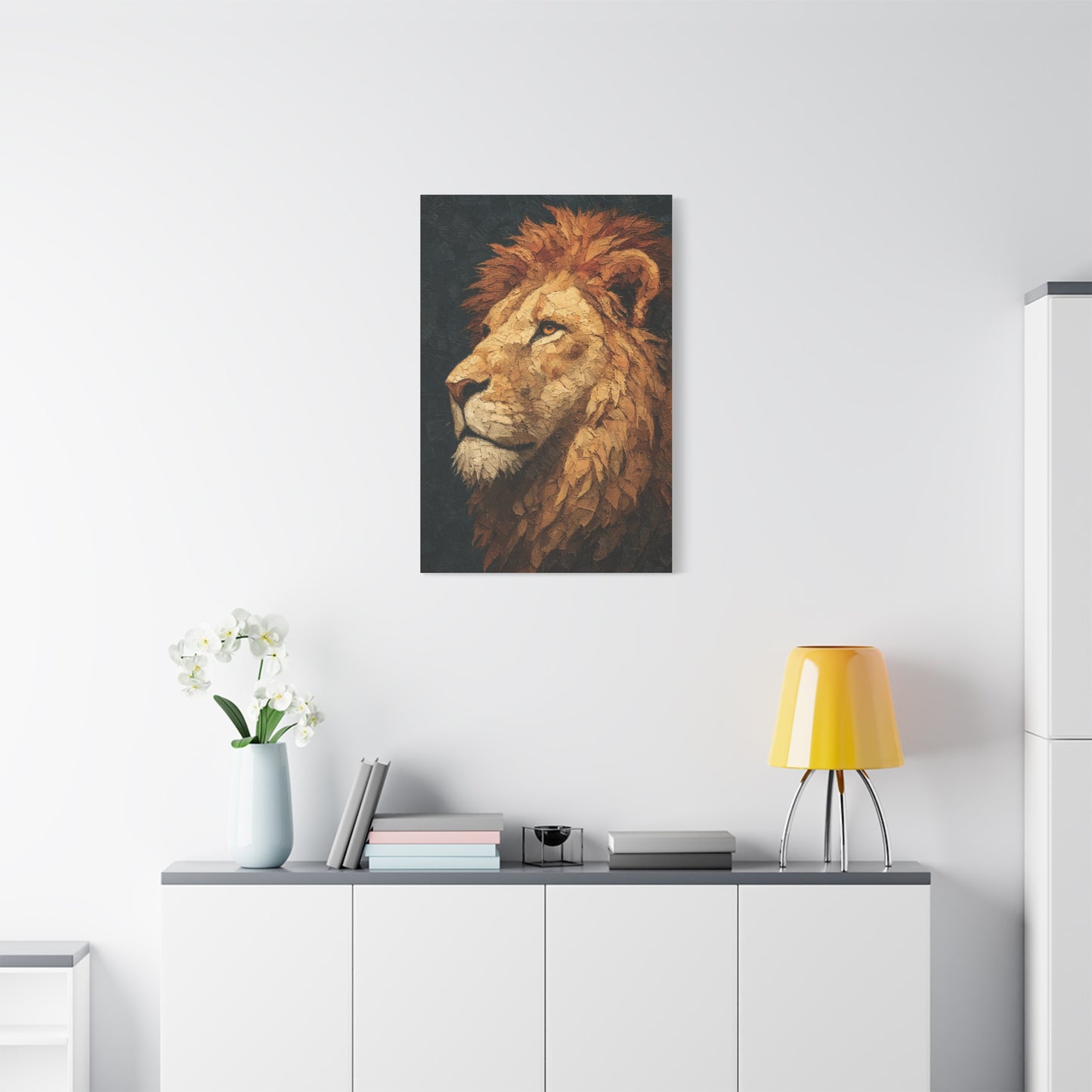 Textured Lion Portrait Painterly Close-Up Wall Art & Canvas Print