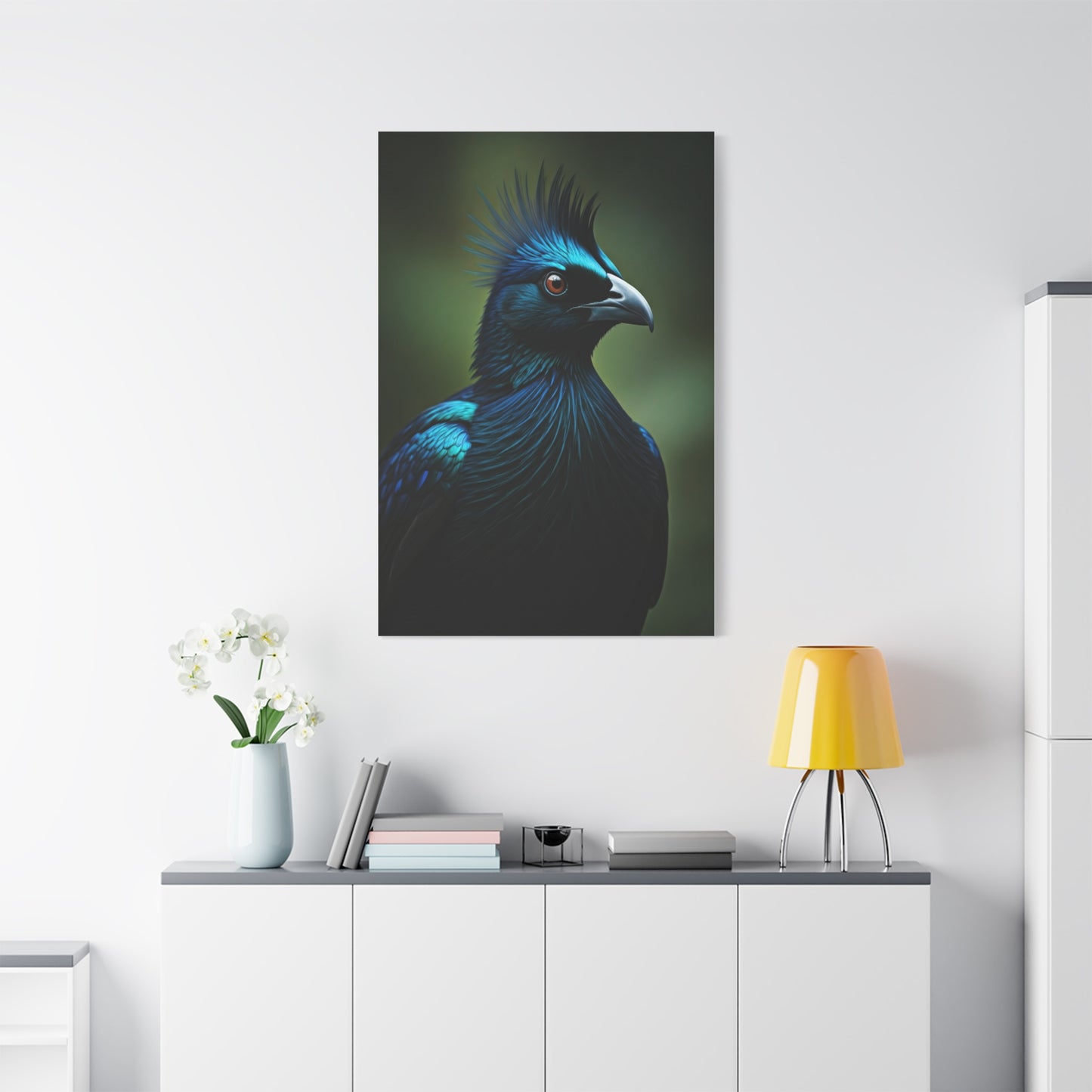 Midnight Crested Starling Portrait Wall Art & Canvas Prints