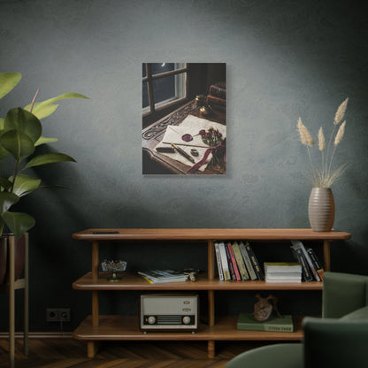 Moonlit Love Letter Writing Scene Wall Art & Canvas Print