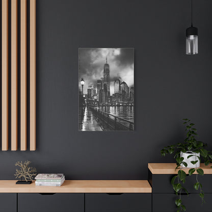 Stormy Manhattan Waterfront Noir Wall Art & Canvas Print