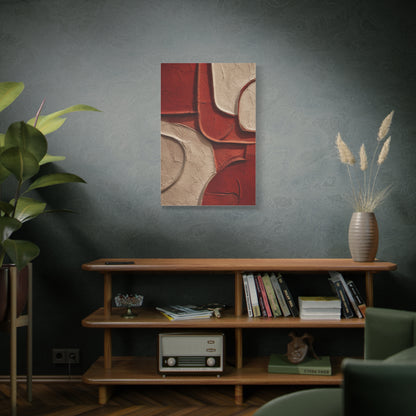 Red and Beige Sculptural Minimal Abstraction Wall Art & Canvas Print