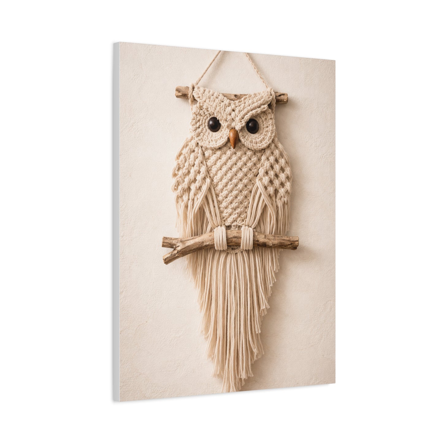Boho Macrame Owl Textile Wall Art & Canvas Print