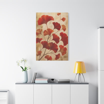 Red Ginkgo Botanical Composition Wall Art & Canvas Print