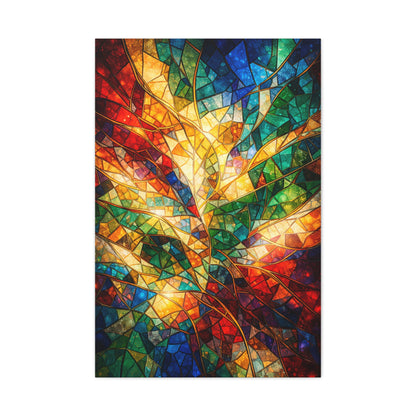 Colorful Stained-Glass Mosaic Abstraction Wall Art & Canvas Print