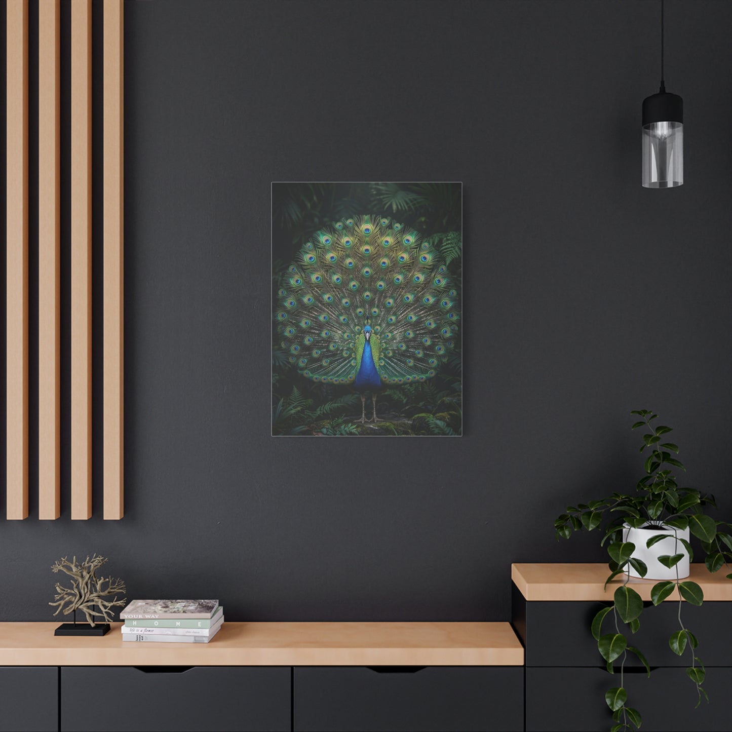 Jungle Royal Peacock Halo Wall Art & Canvas Print