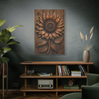 Carved Wooden Sunflower Relief Wall Art & Canvas Print