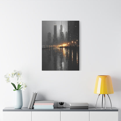 Rainy City Reflection Abstract Wall Art & Canvas Print