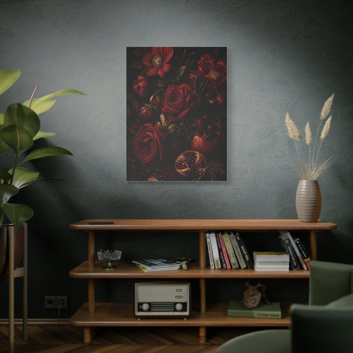 Dark Red Botanical Still Life Wall Art & Canvas Print