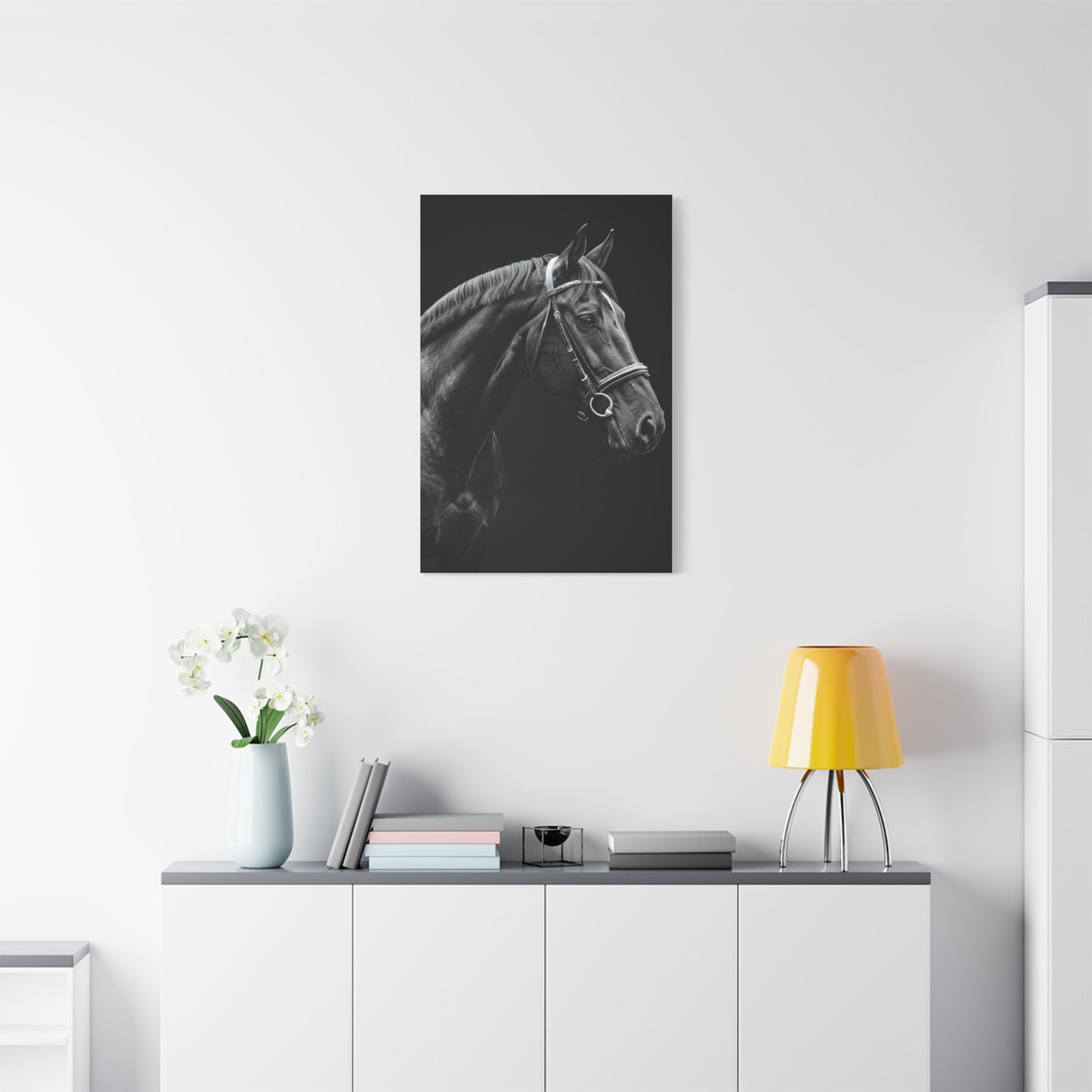 Elegant Black Stallion Profile Wall Art & Canvas Prints