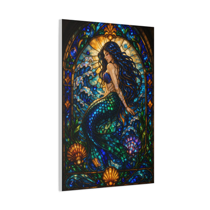 Stained Glass Ocean Siren Wall Art & Canvas Print
