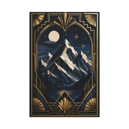 Art Deco Alpine Night Skyline Wall Art & Canvas Print