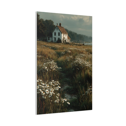 White Farmhouse Wildflower Meadow Wall Art & Canvas Print