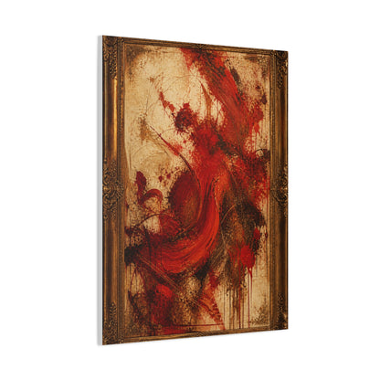 Vintage Framed Red Expressionist Painting Wall Art & Canvas Print