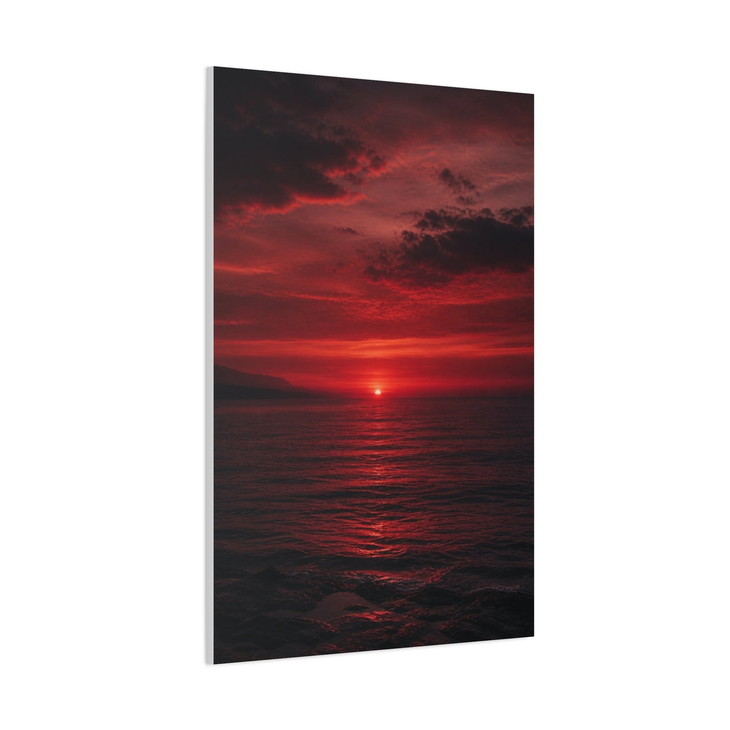 Crimson Sunset Seascape Wall Art & Canvas Print