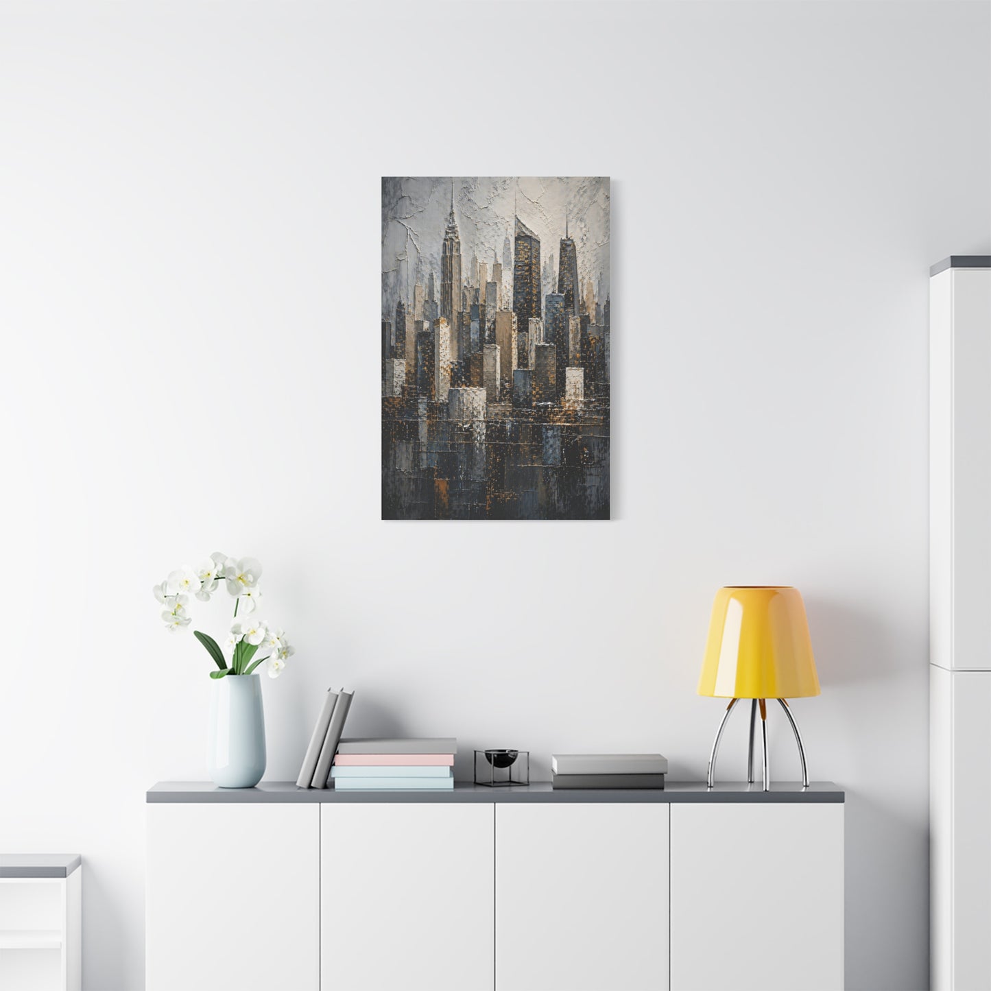 Textured City Skyline Impasto Wall Art & Canvas Print