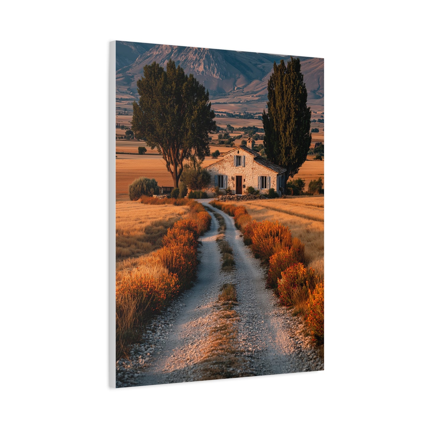 Farmhouse Gravel Lane Countryside Wall Art & Canvas Print