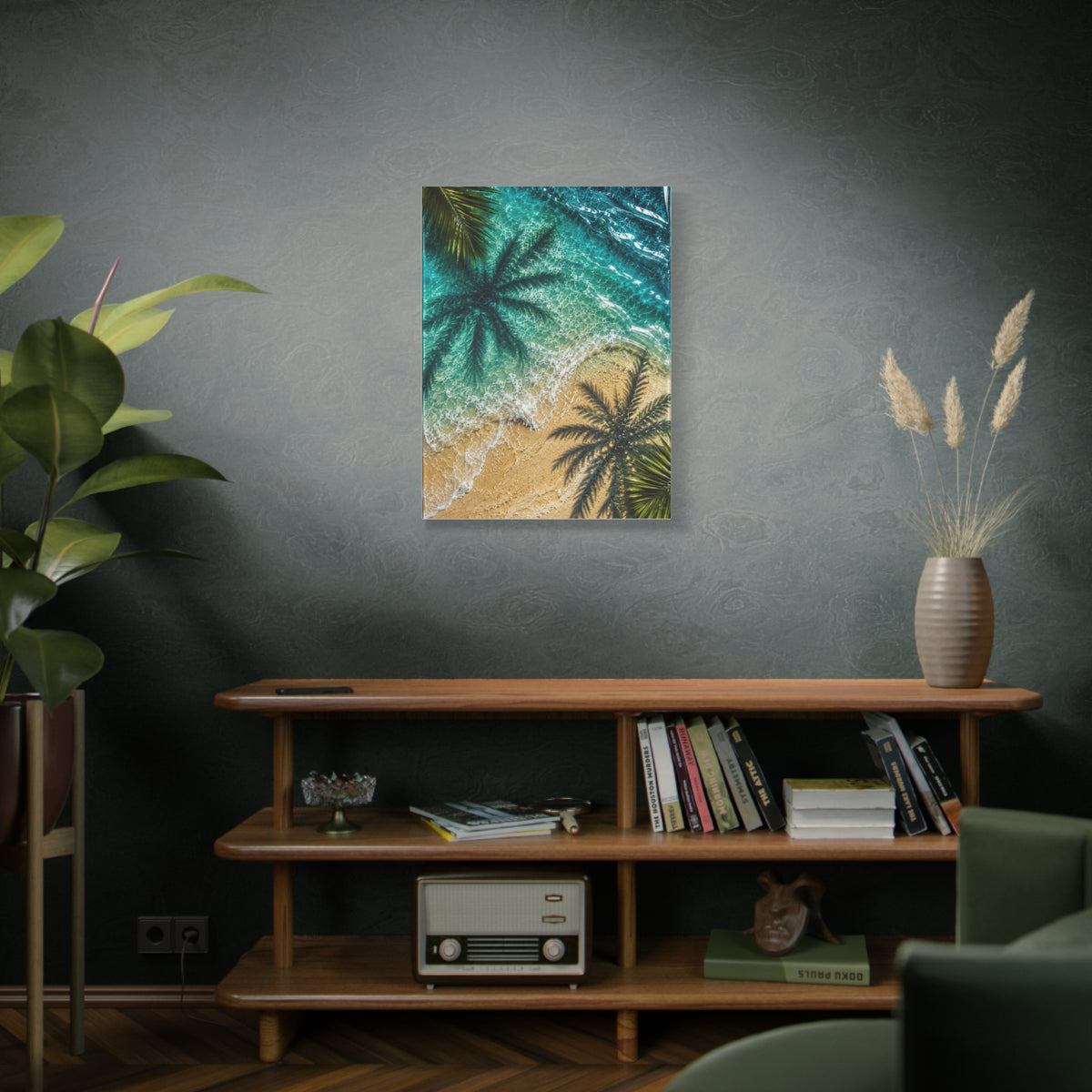 Aerial Coastal Palm Shadows Tropical Wall Art & Canvas Print