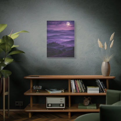 Moonlit Violet Hills Landscape Wall Art & Canvas Print