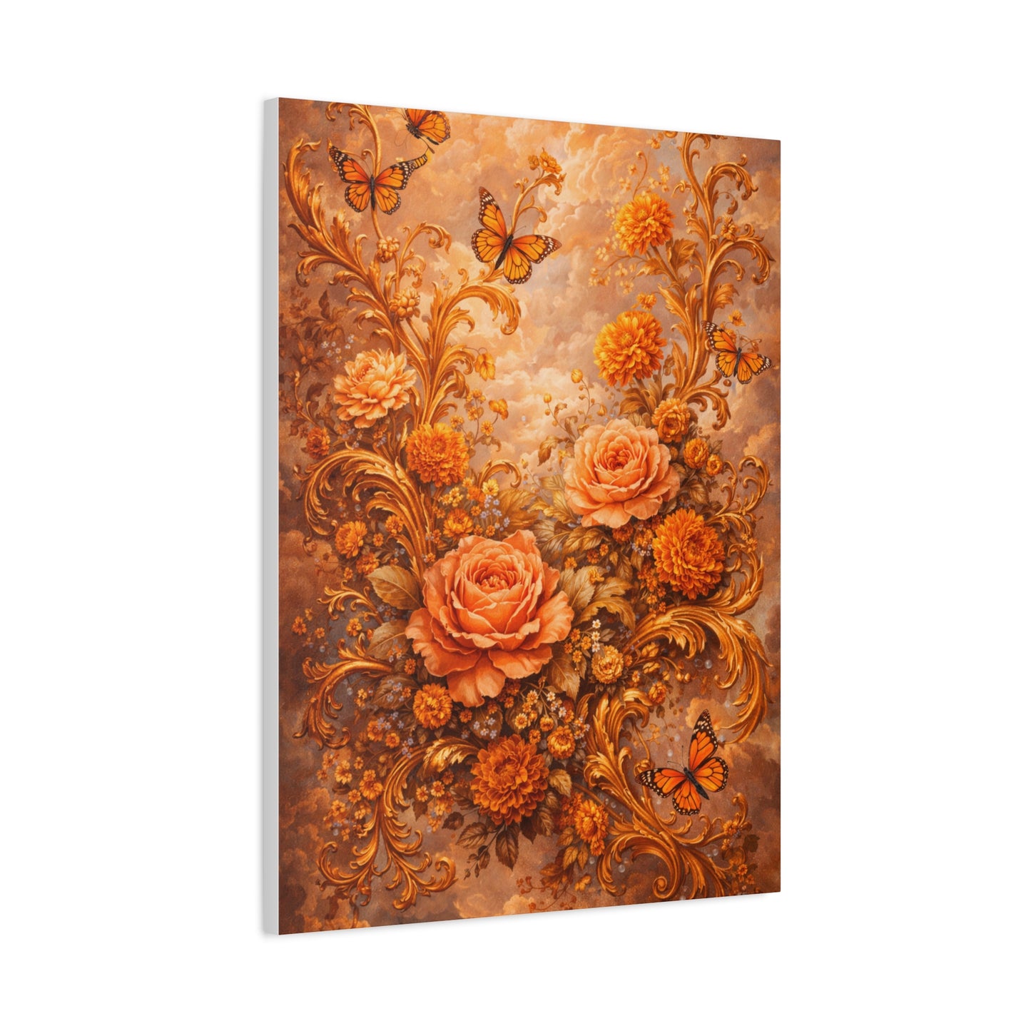 Baroque Orange Botanical Arrangement Wall Art & Canvas Print