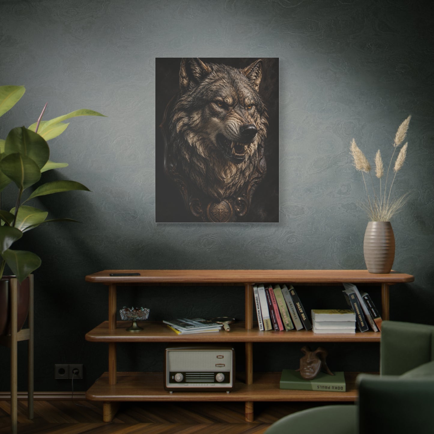 Baroque Gothic Wolf Head Sculpture Portrait Wall Art & Canvas Print