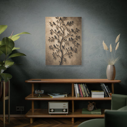 Minimal Metal Branch Birds Silhouette Trees Wall Art & Canvas Print