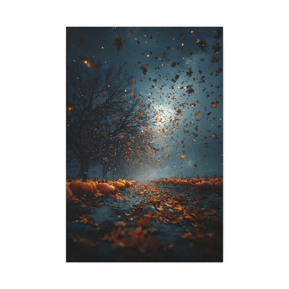 Autumn Leaf Storm Pumpkin Field Wall Art & Canvas Print