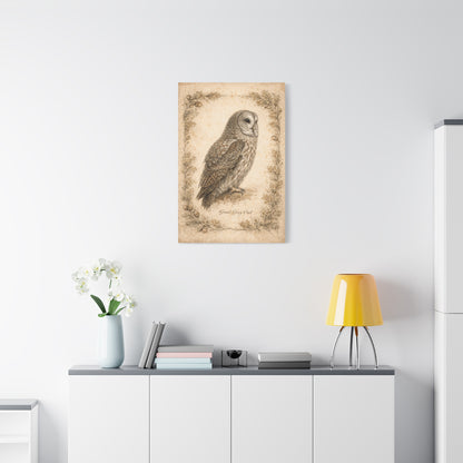 Antique Natural History Owl Study Wall Art & Canvas Print