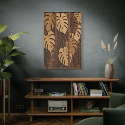 Layered Monstera Wood Panel Tropical Wall Art & Canvas Print