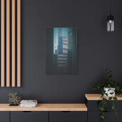 Urban Skyline Patriot Flag Reflection Wall Art & Canvas Prints