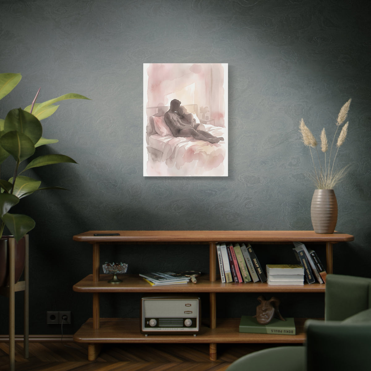 Abstract Bedroom Silhouette Romance Wall Art & Canvas Print