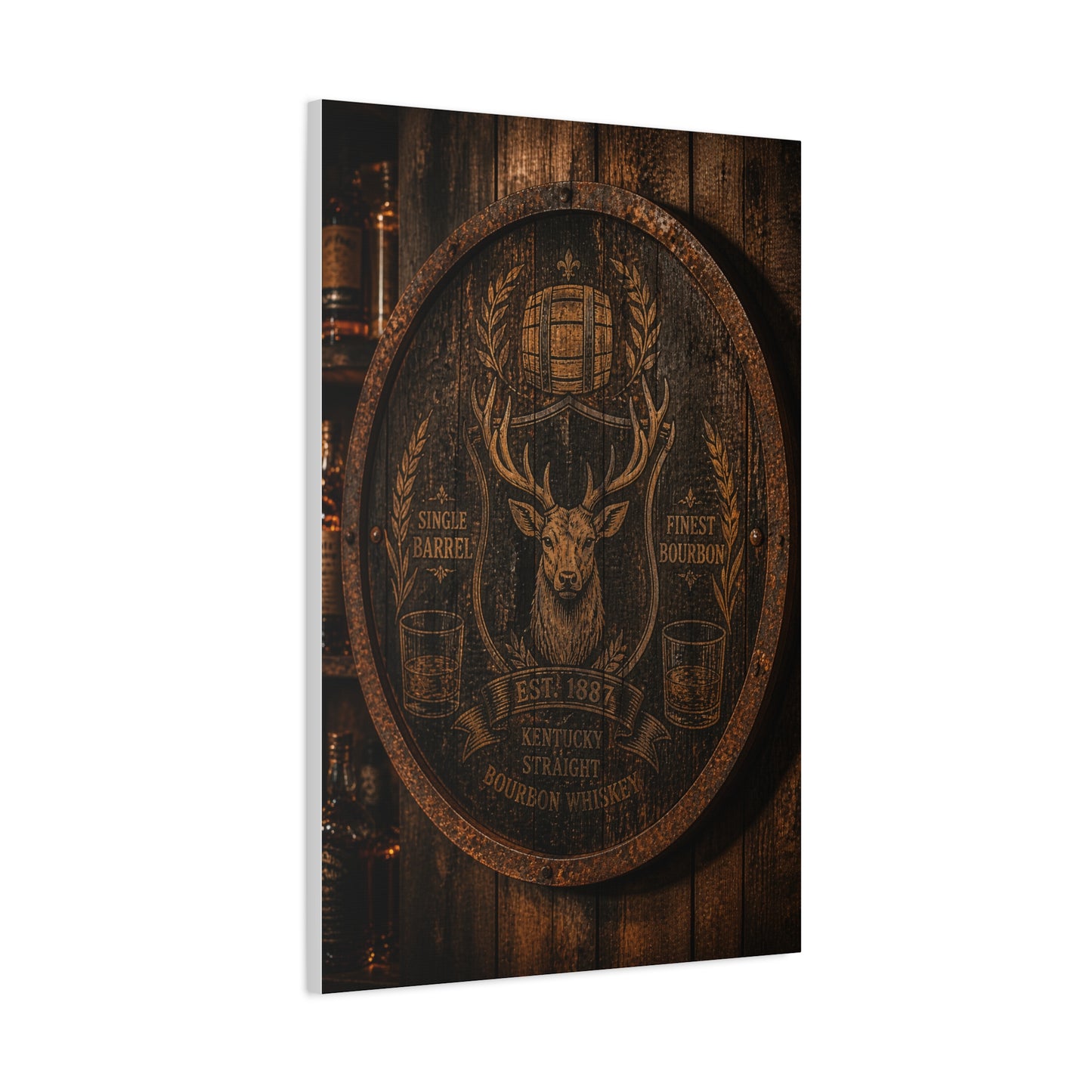 Bourbon Barrel Crest Wall Art & Canvas Print