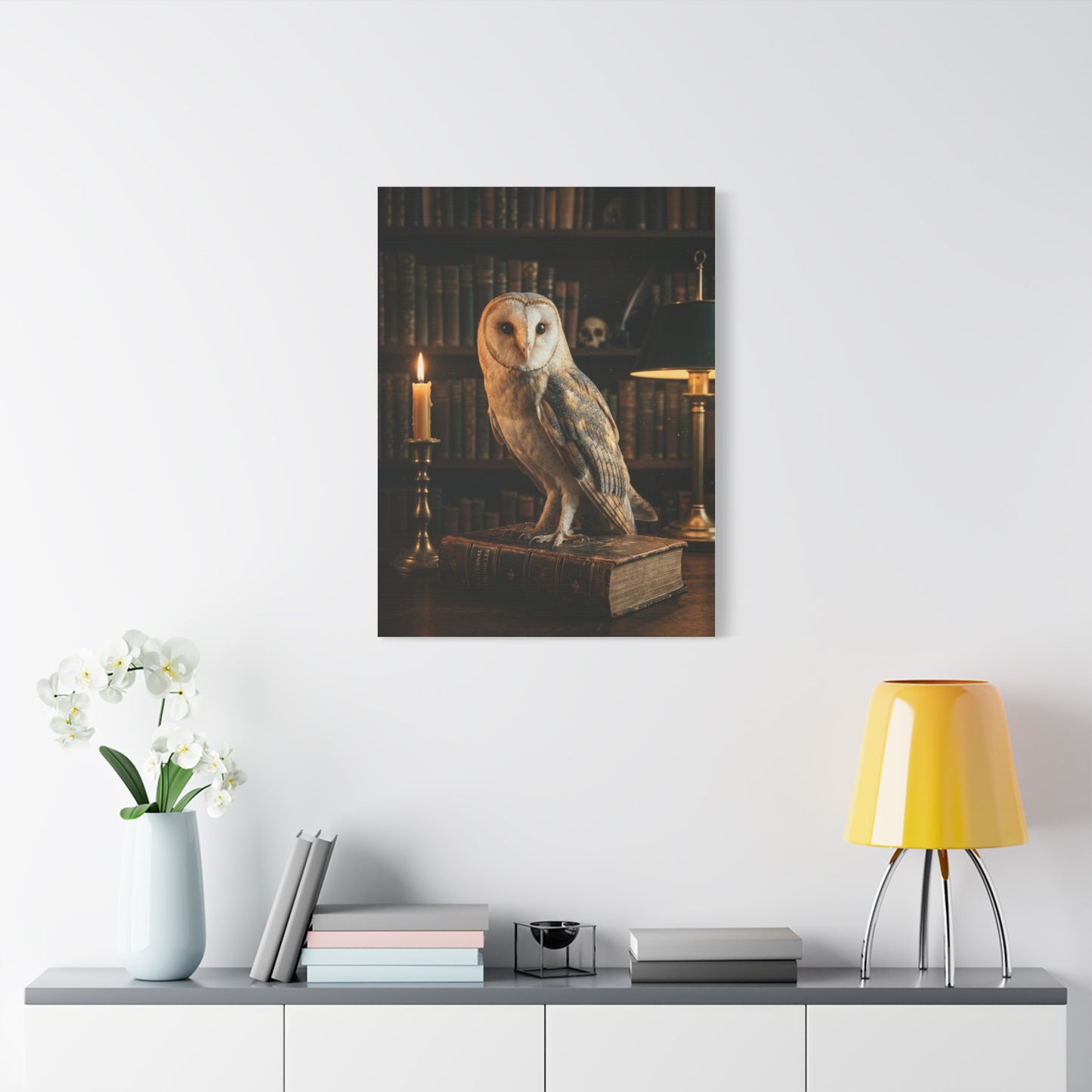 Classic Majestic Barn Owl Library Portrait Wall Art & Canvas Print