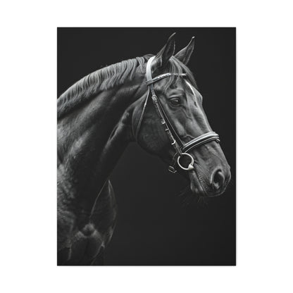 Elegant Black Stallion Profile Wall Art & Canvas Prints