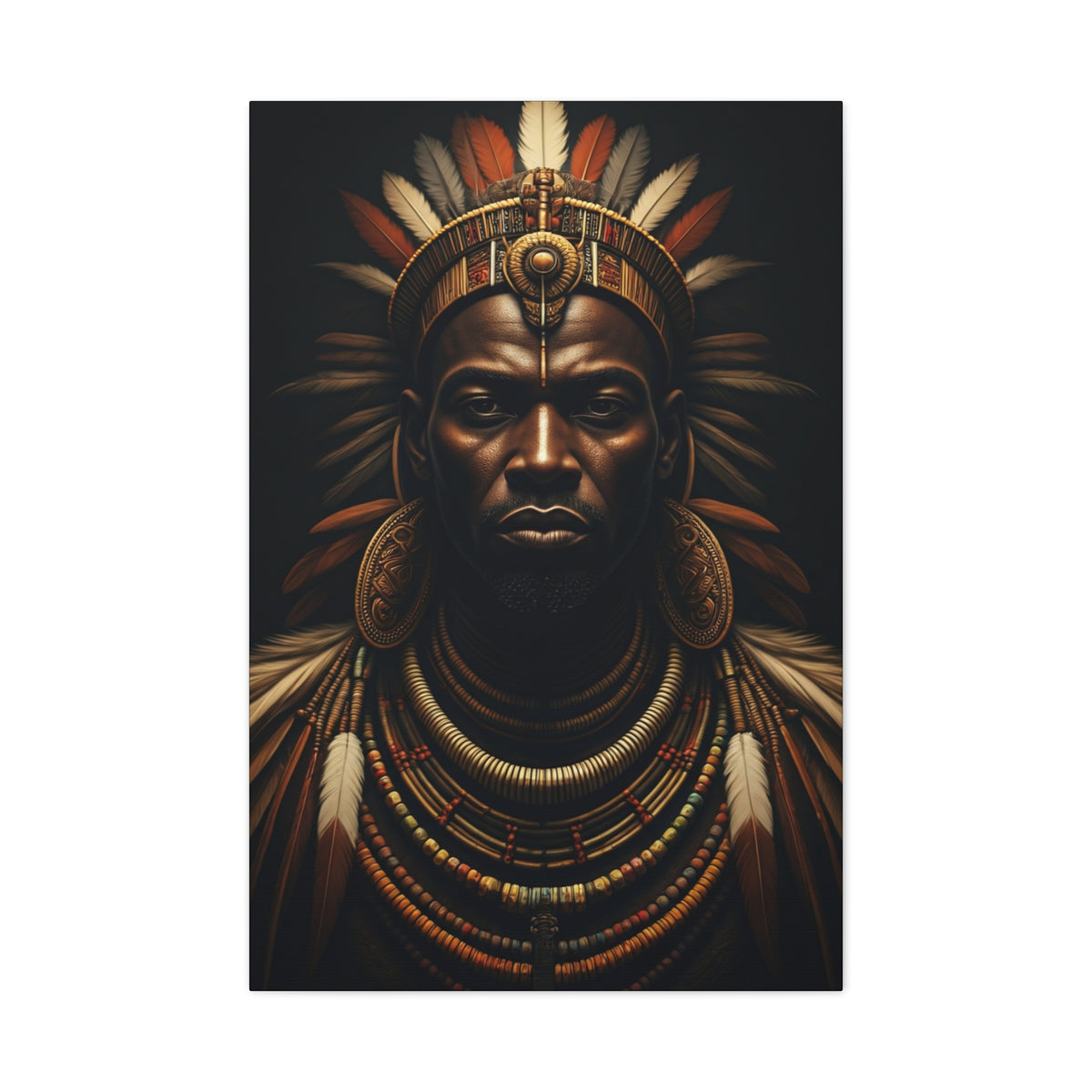 Crowned Tribal King Portrait Wall Art & Canvas Prints
