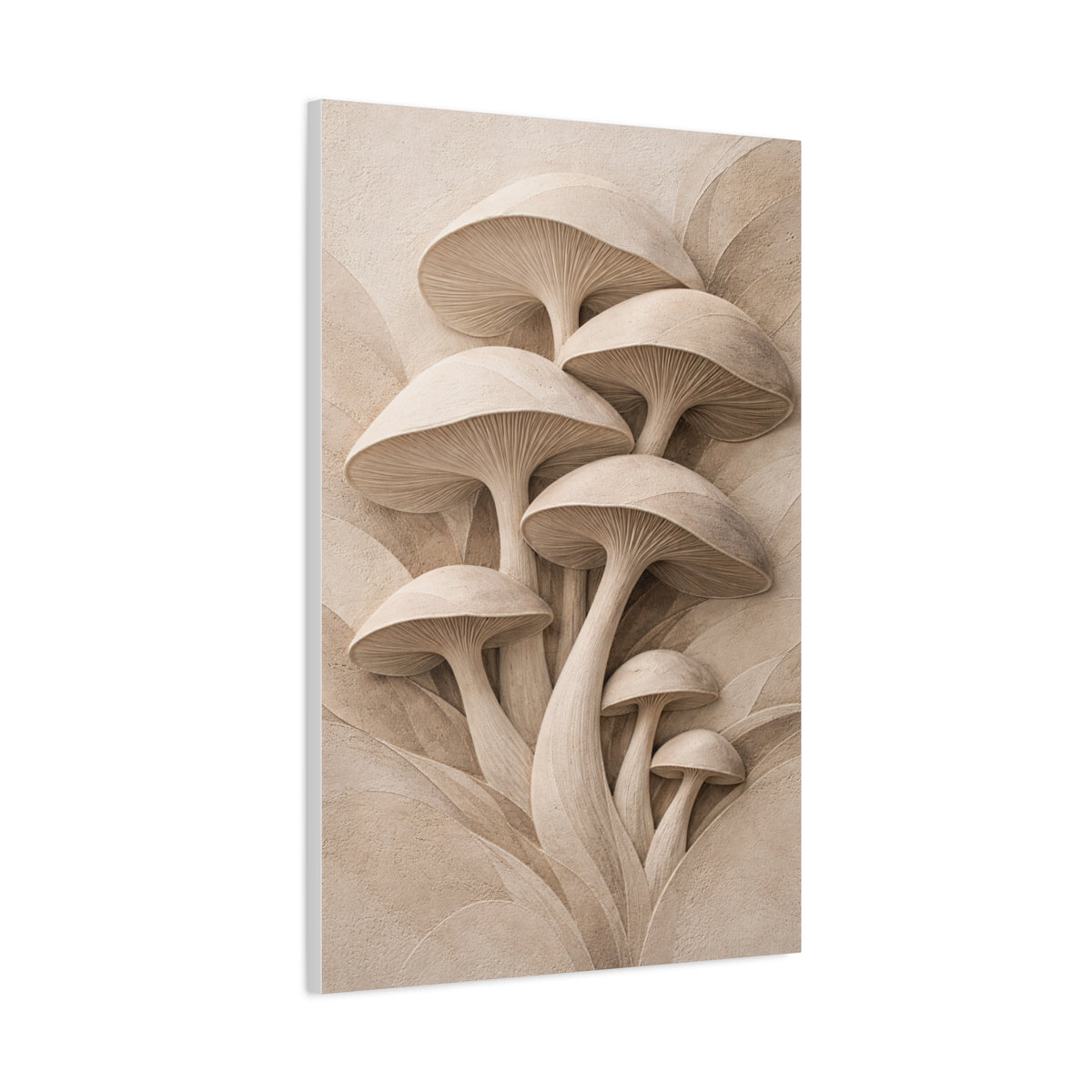 Minimalist Plaster Mushroom Relief Wall Art & Canvas Print