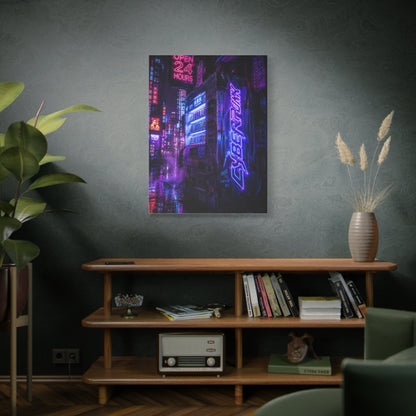 Cyberpunk Neon Vending Alley Street Wall Art & Canvas Print