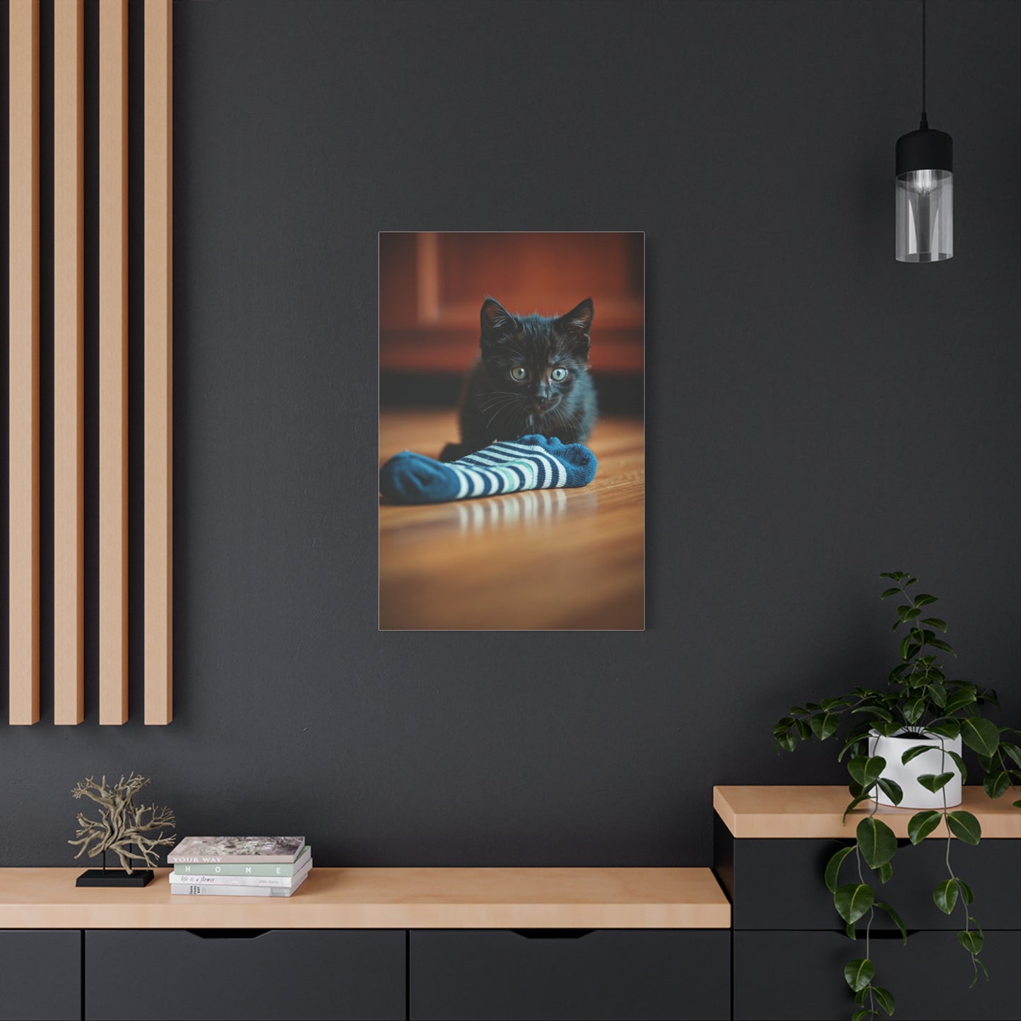 Playful Midnight Kitten Wall Art & Canvas Prints