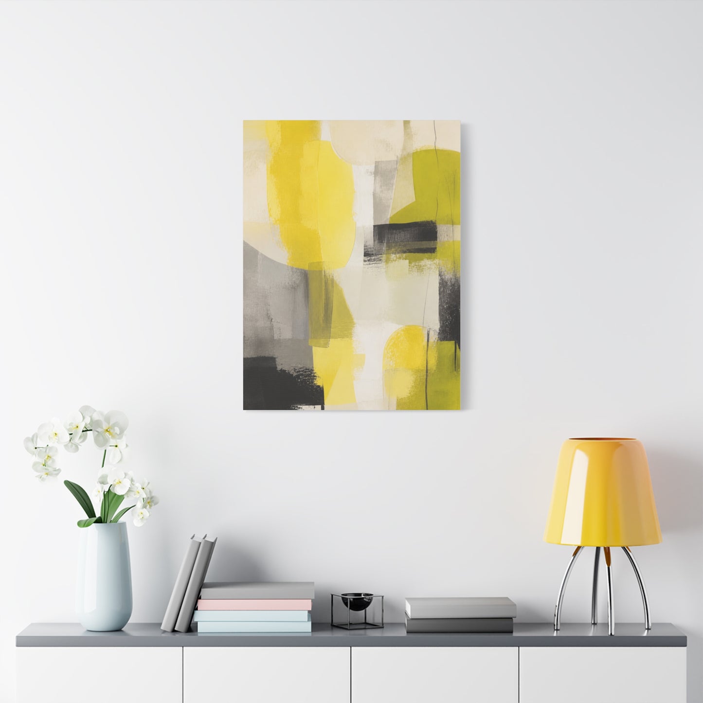 Citron and Charcoal Designer Abstract Wall Art & Canvas Print