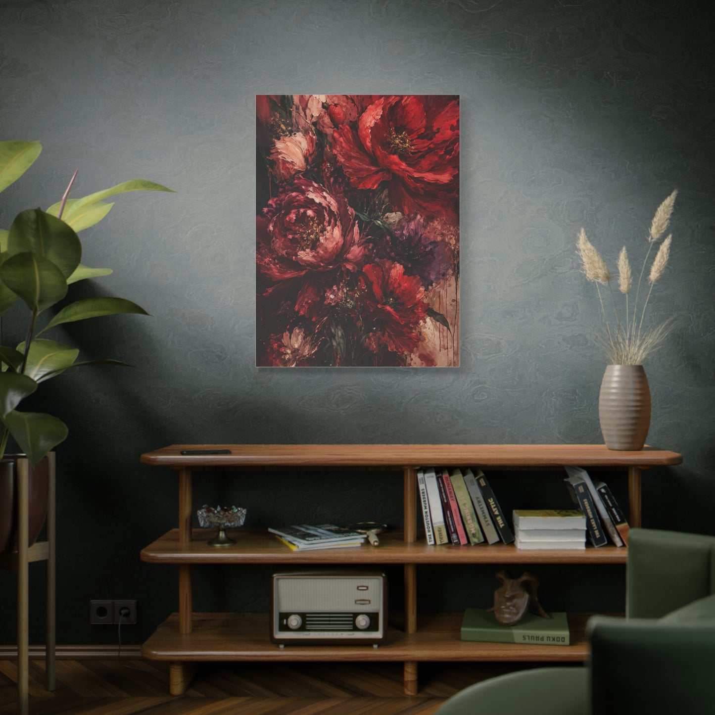 Red Floral Expressionist Painting Wall Art & Canvas Print