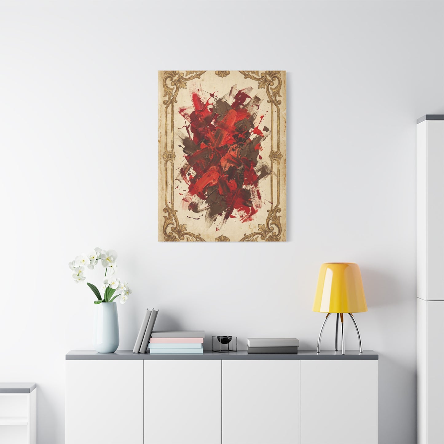 Vintage Framed Red Expressionist Composition Wall Art & Canvas Print
