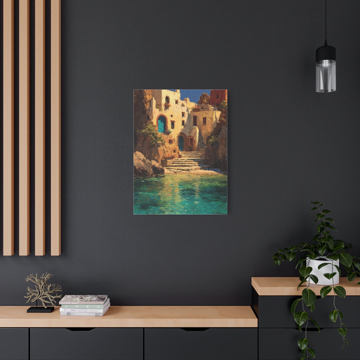 Mediterranean Coastal Village Wall Art & Canvas Print