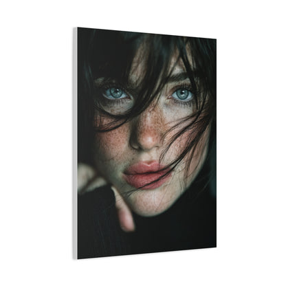 Wind-Swept Freckled Muse Portrait Wall Art & Canvas Print