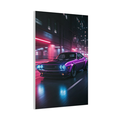 1970 Dodge Challenger Widebody Neon District Run Wall Art & Canvas Prints