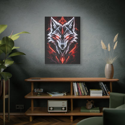 Futuristic Neon Wolf Emblem Geometric Wall Art & Canvas Print