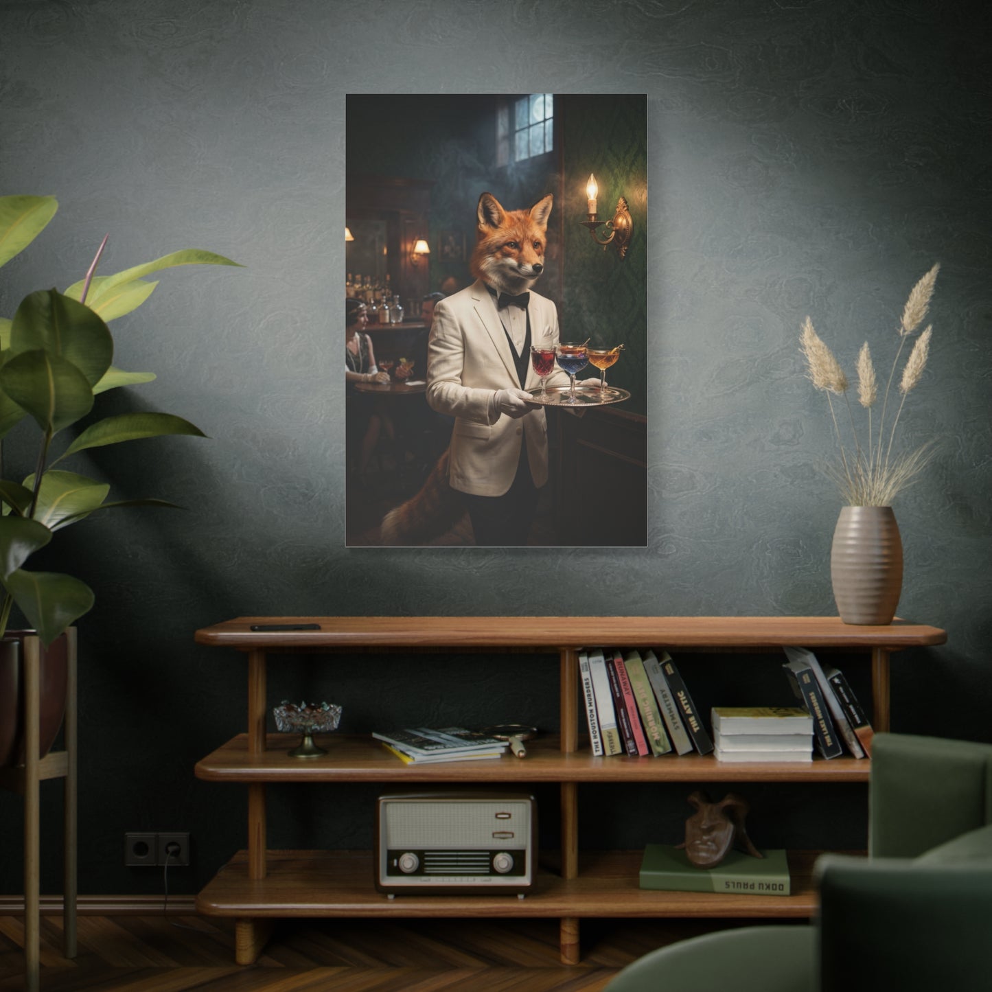 Fox Butler Cocktail Service Portrait Wall Art & Canvas Print