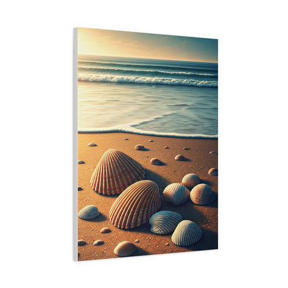 Seashell Collection on Warm Coastal Sand Wall Art & Canvas Prints