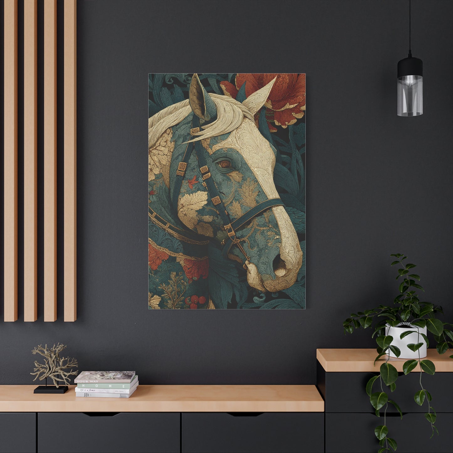 Ornamental Botanical Horse Portrait Wall Art & Canvas Print