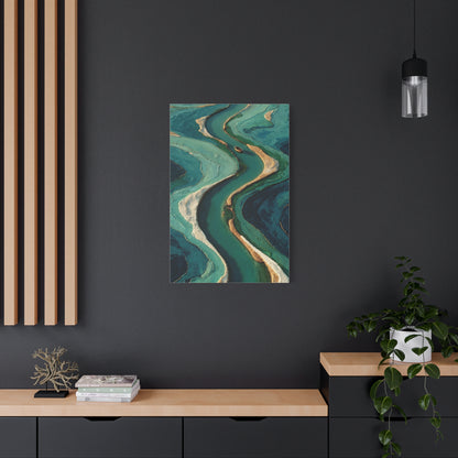 Aerial Marsh Green River Abstract Wall Art & Canvas Print