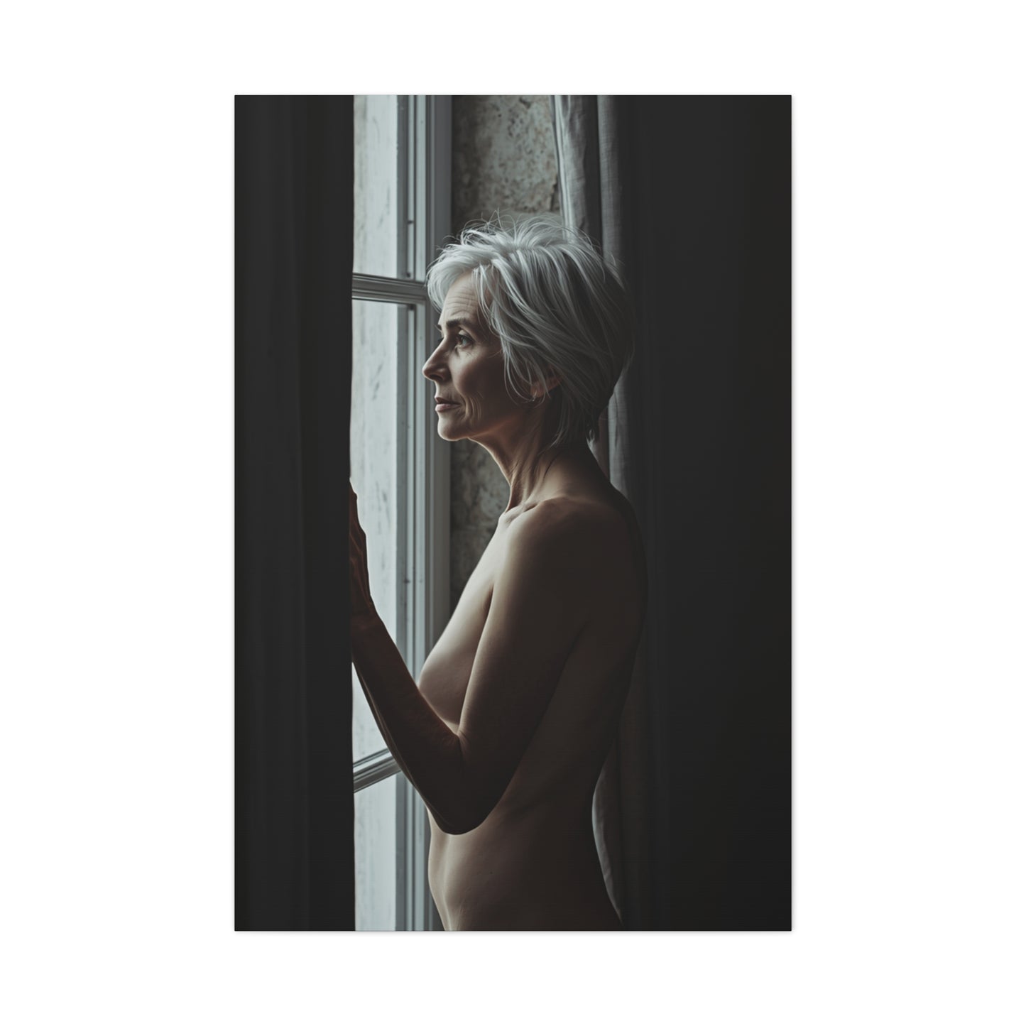 Mature Window Light Nude Study Wall Art & Canvas Print