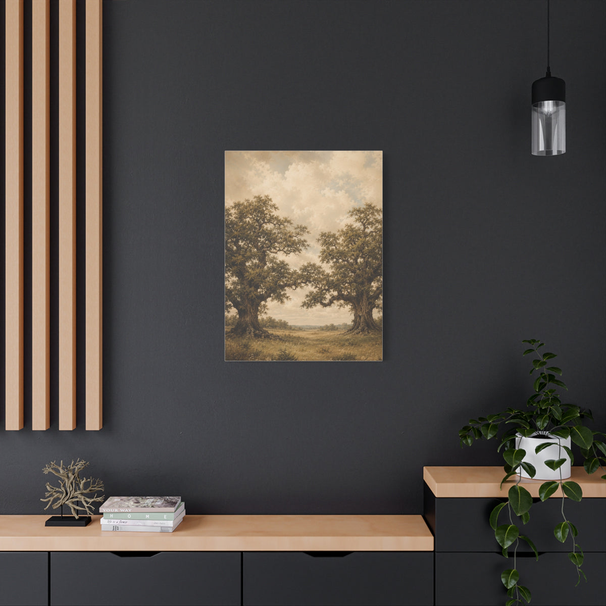 Twin Oak Harmony Landscape Trees Wall Art & Canvas Print